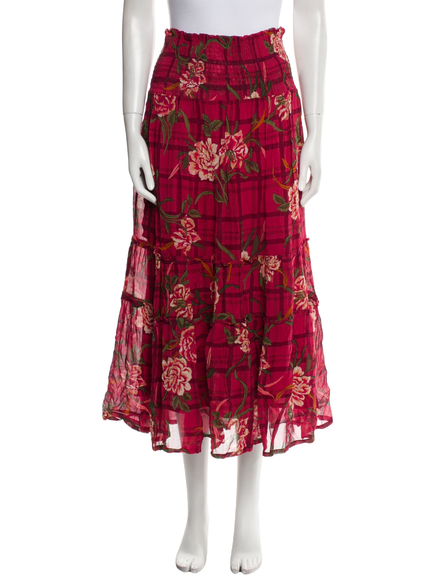 Banjanan Floral Print Midi Length Skirt