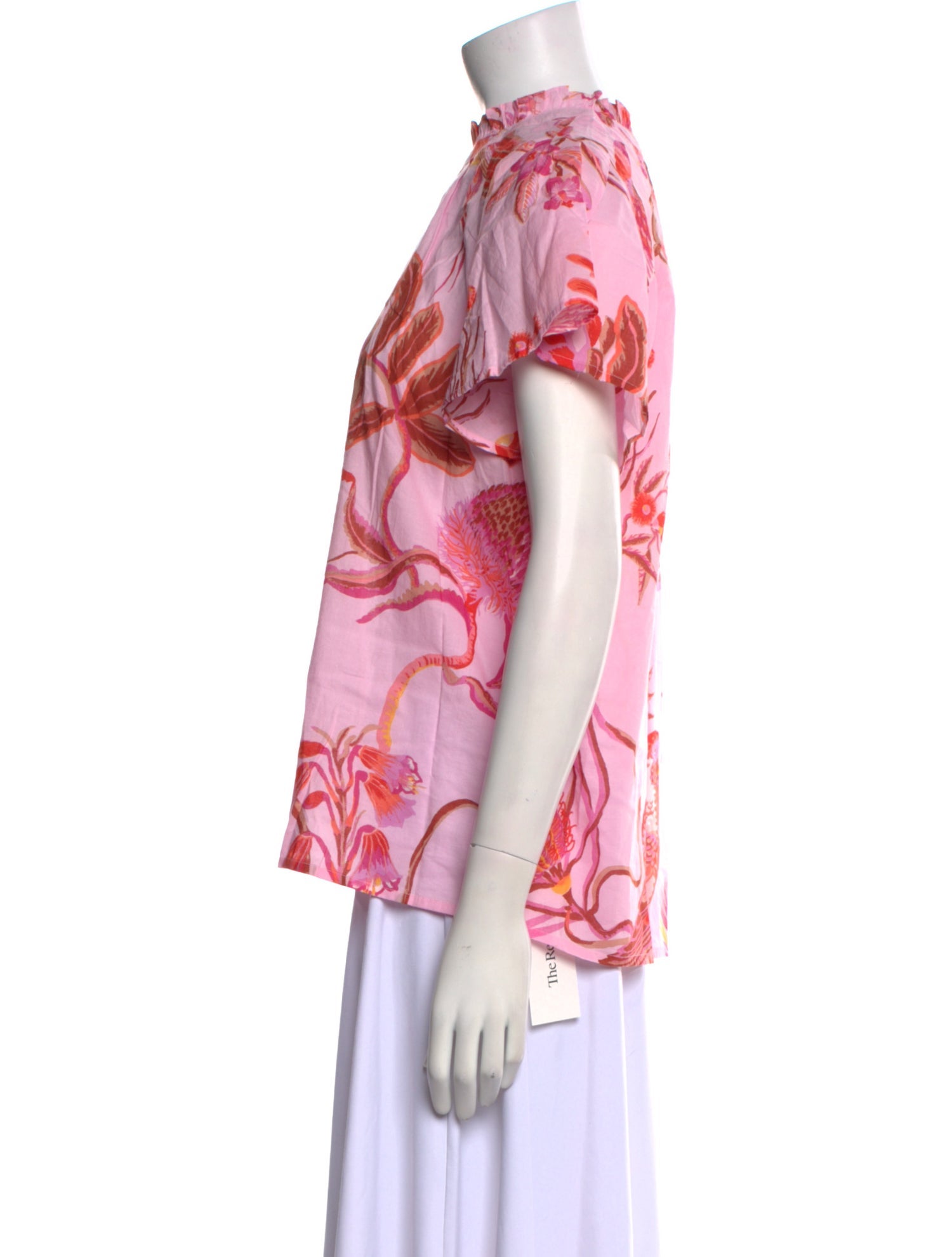 Banjanan Floral Print Mock Neck Blouse