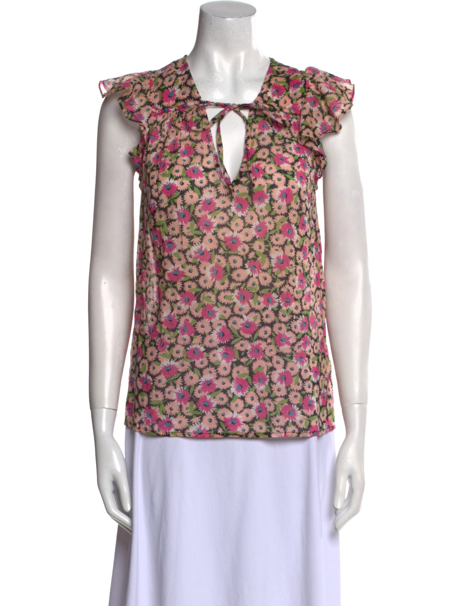 Banjanan Floral Print Tie Neck Blouse