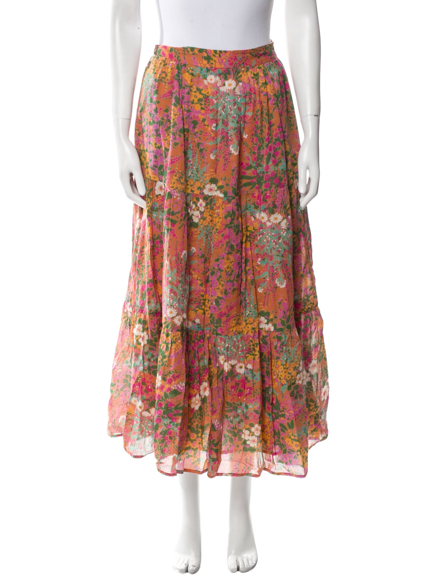 Banjanan Floral Print Midi Length Skirt