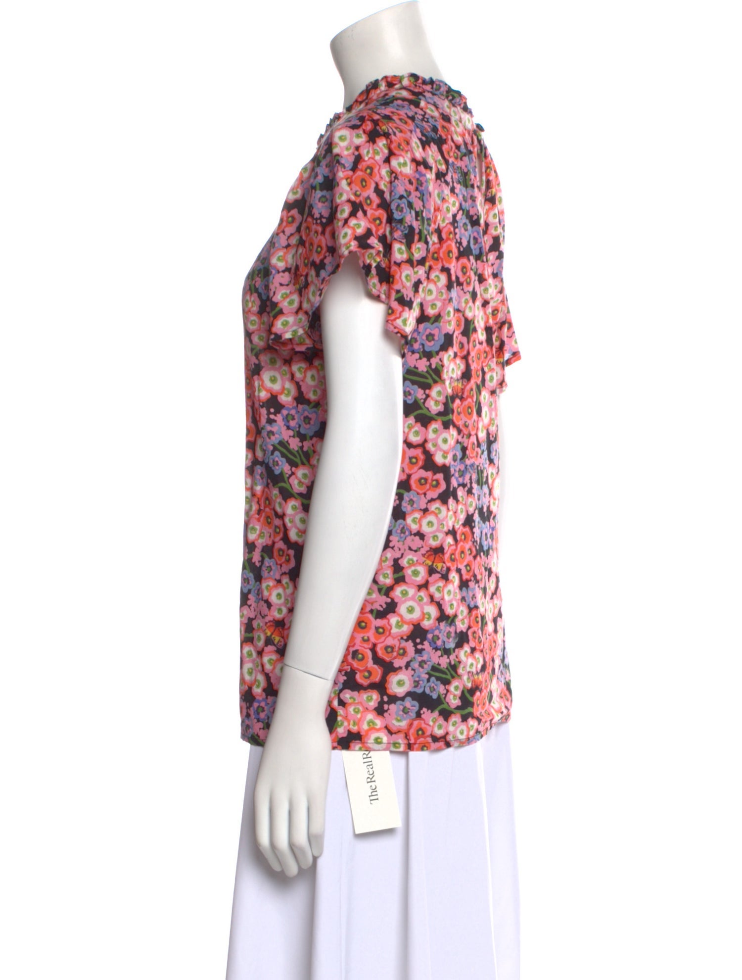Banjanan Floral Print Mock Neck Blouse