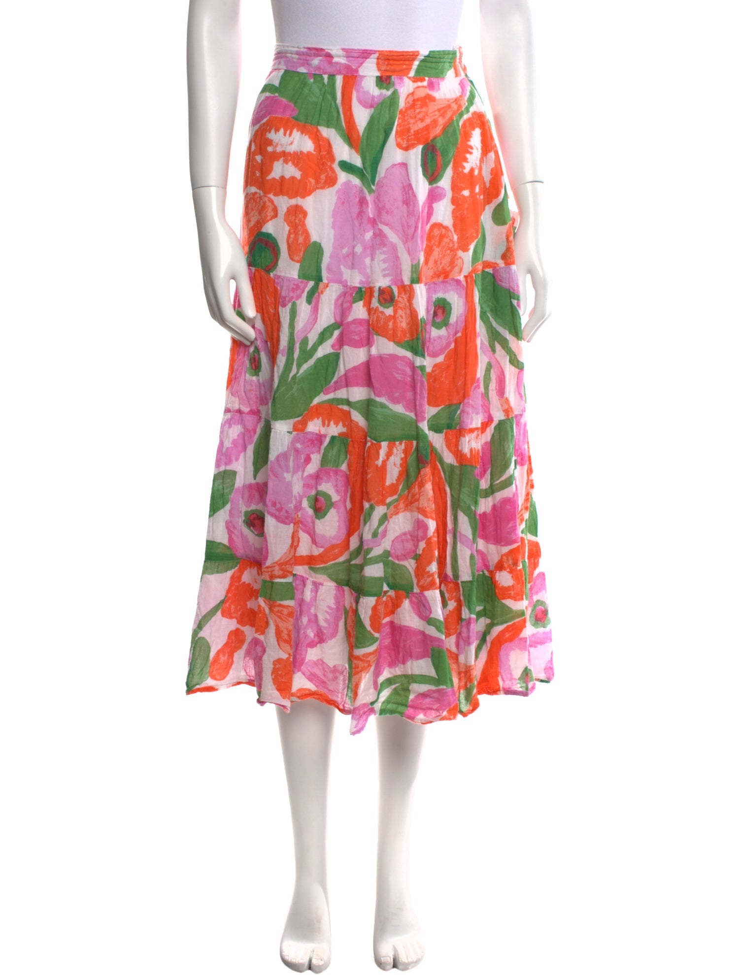 Banjanan Floral Print Midi Length Skirt