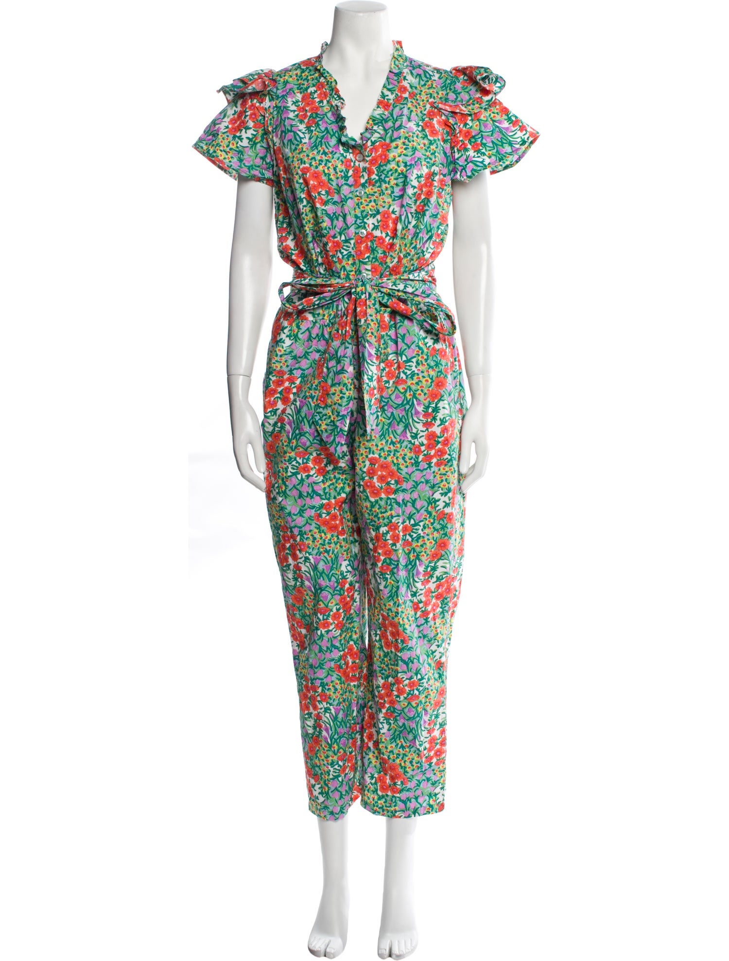 Banjanan Floral Print V-Neck Jumpsuit
