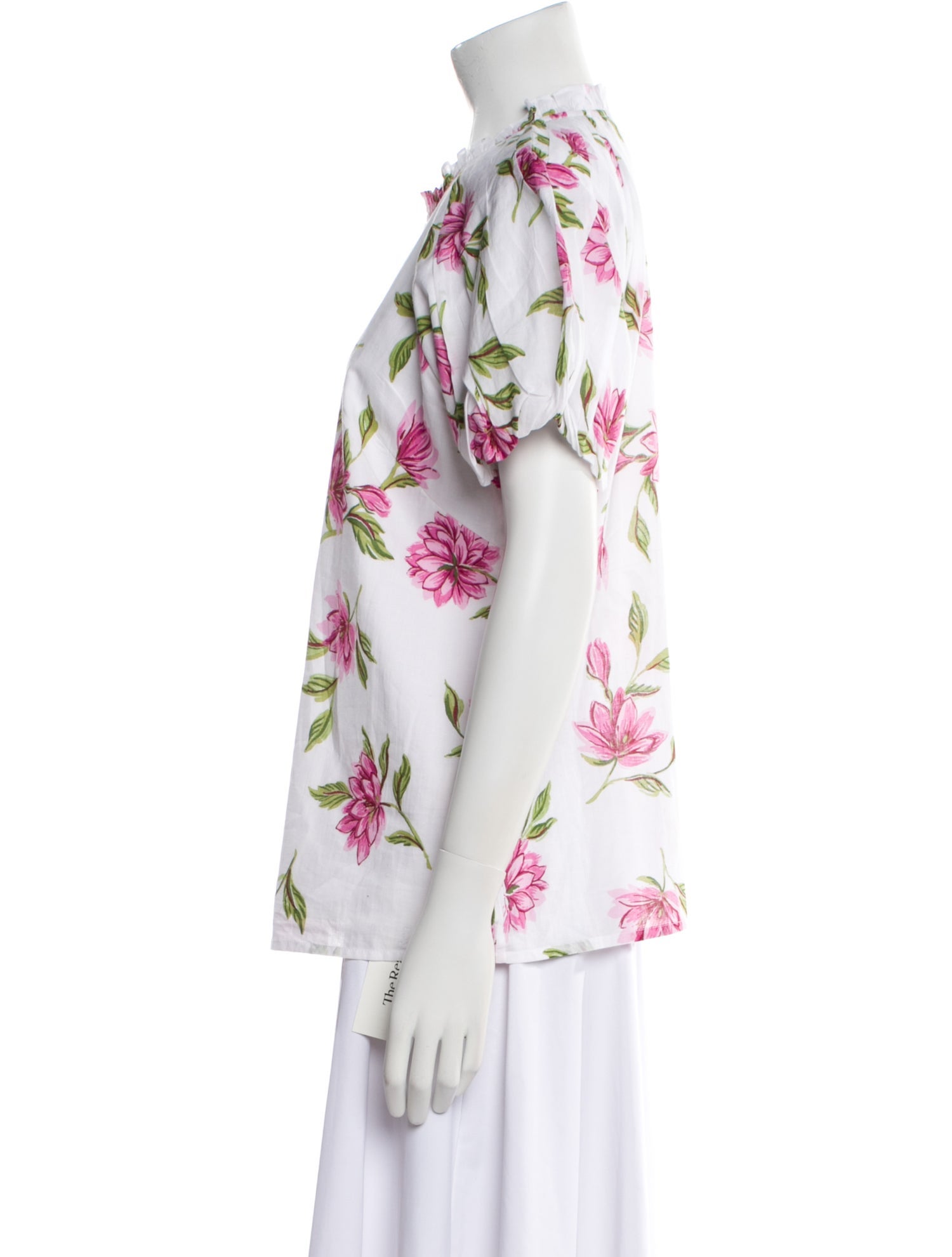 Banjanan Floral Print Crew Neck Button-Up Top