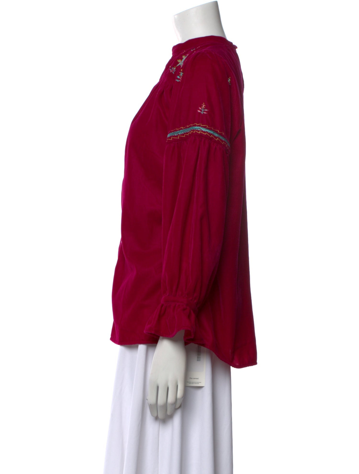 Banjanan Mock Neck Long Sleeve Blouse