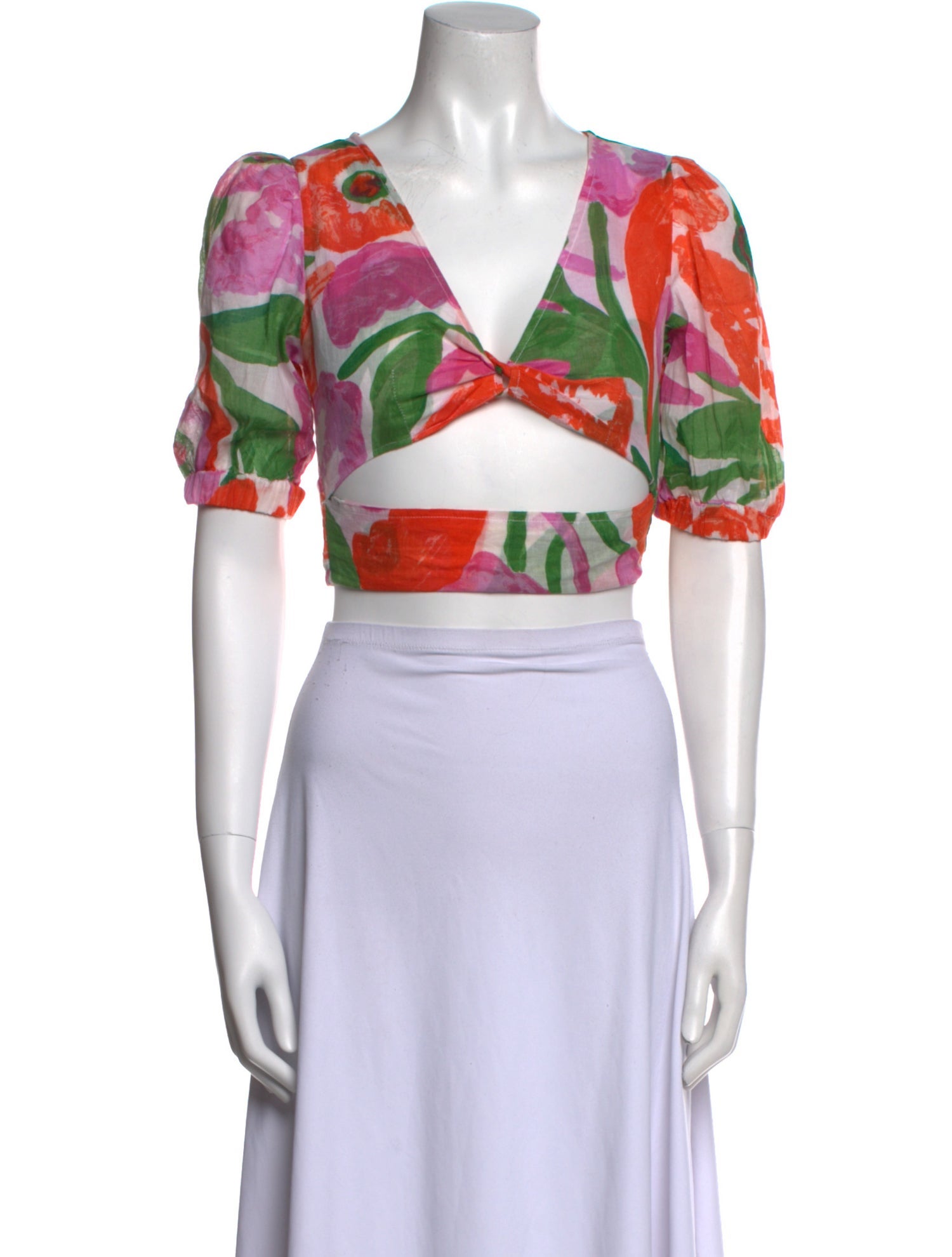 Banjanan Floral Print V-Neck Crop Top