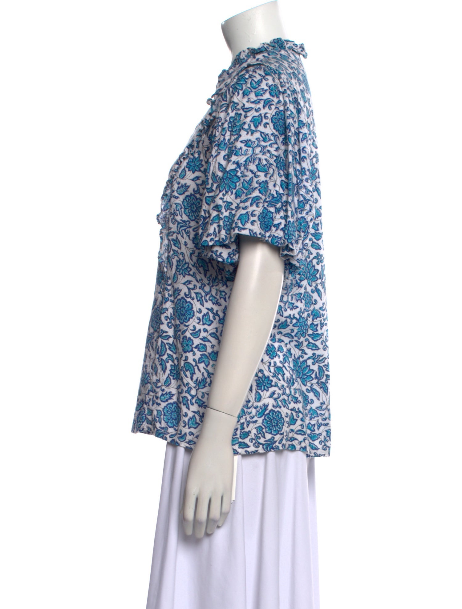 Banjanan Floral Print Mock Neck Blouse
