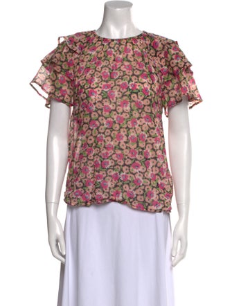 Banjanan Floral Print Crew Neck Blouse
