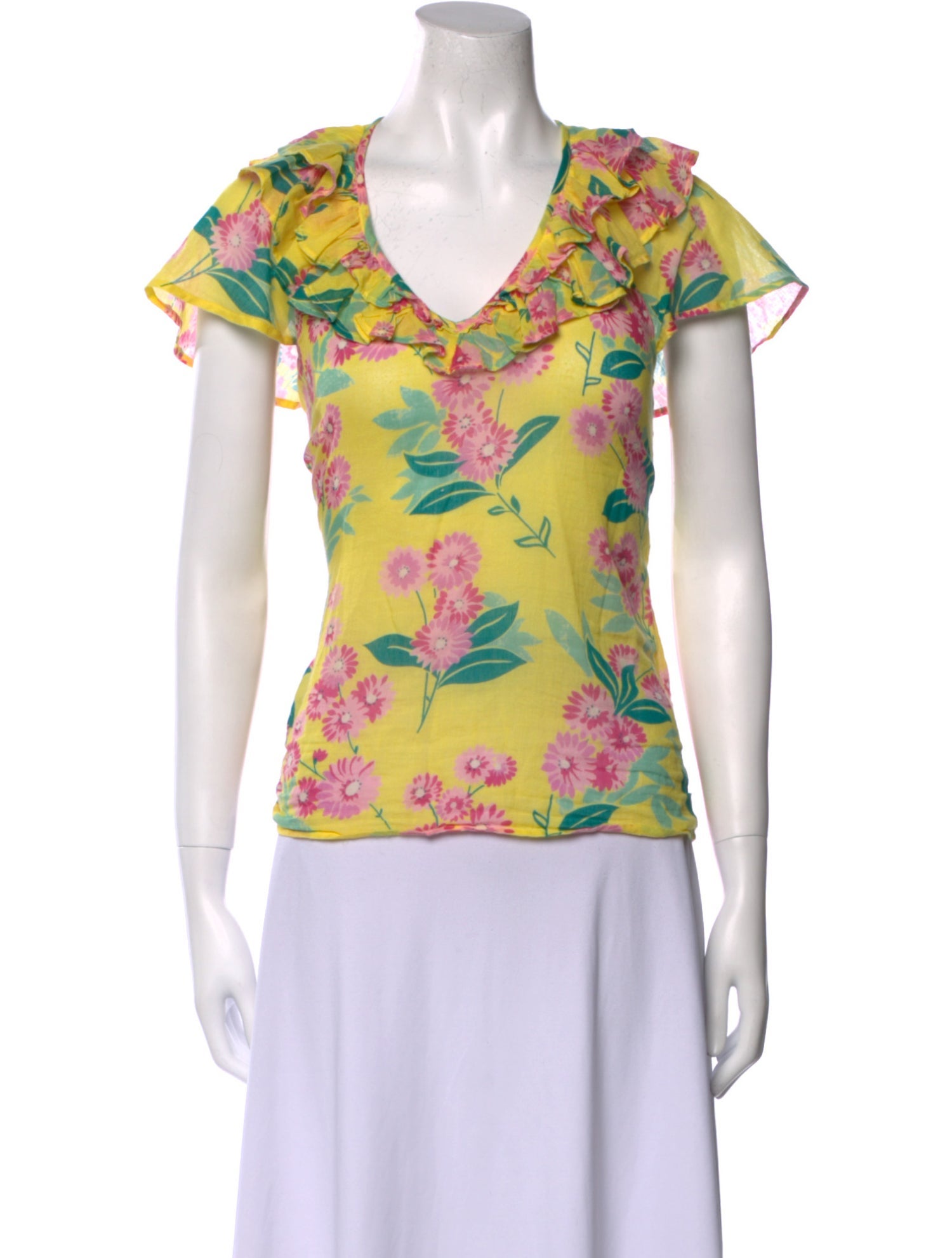 Banjanan Floral Print V-Neck T-Shirt