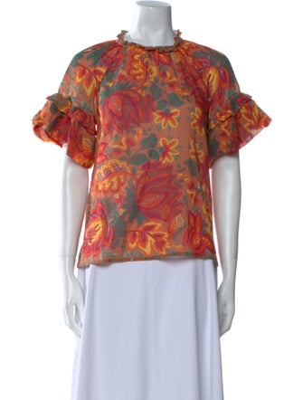 Banjanan Floral Print Crew Neck Blouse
