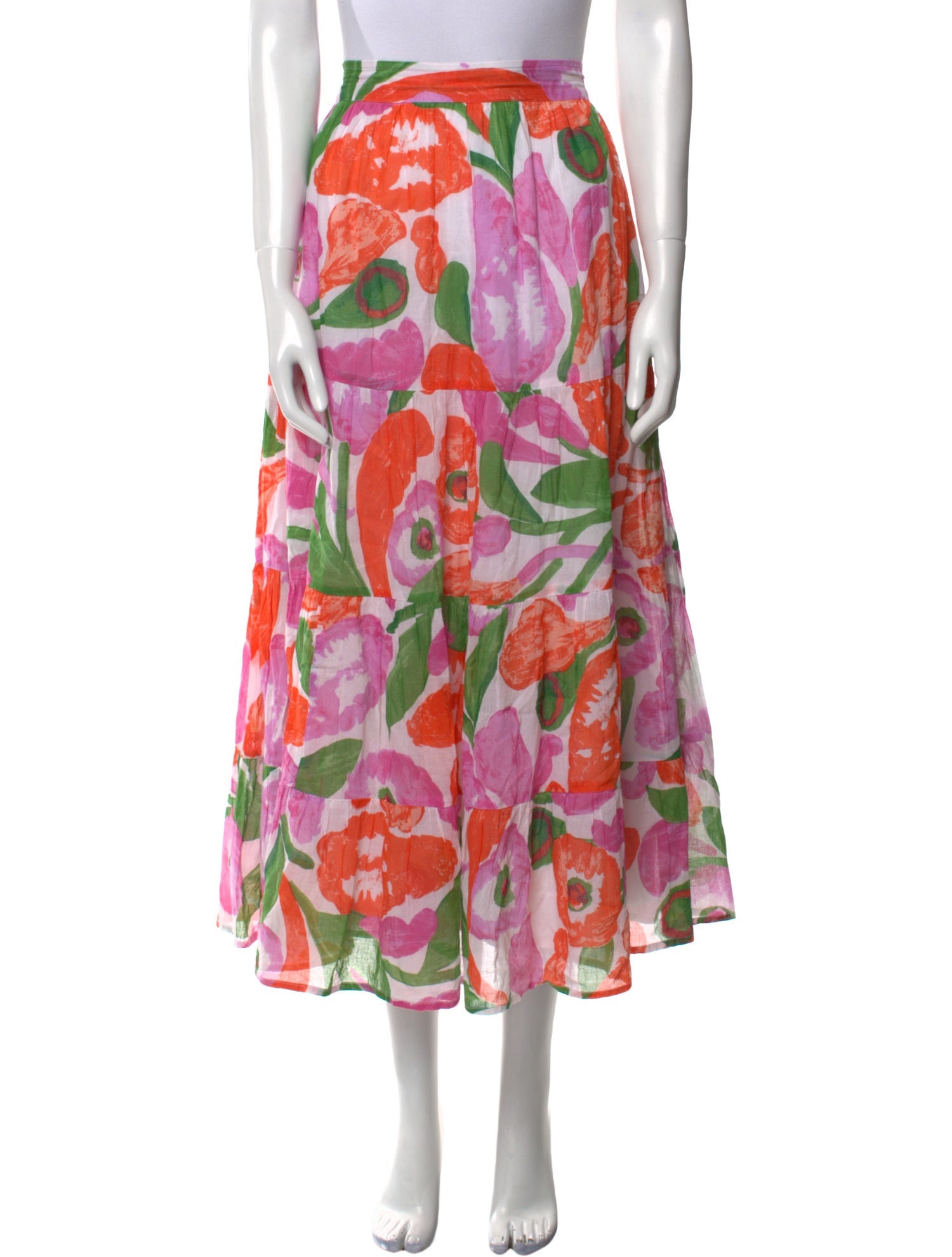 Banjanan Floral Print Midi Length Skirt