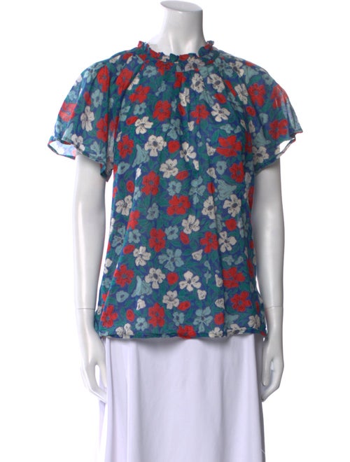 Banjanan Floral Print Mock Neck Blouse