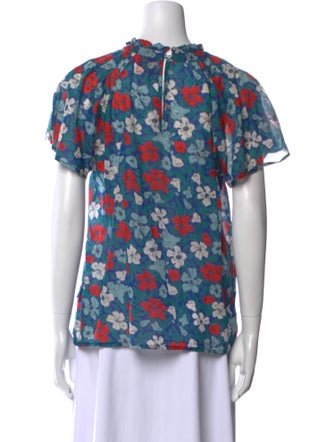 Banjanan Floral Print Mock Neck Blouse