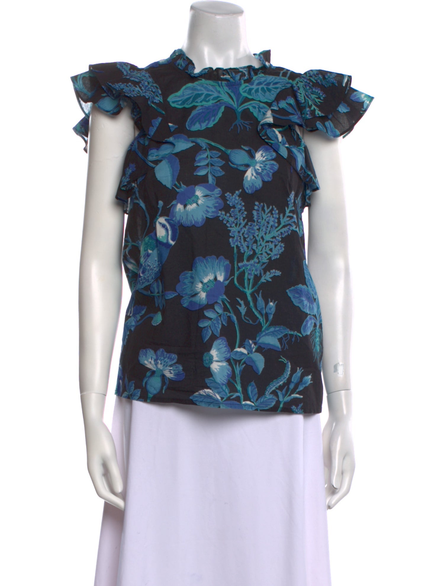 Banjanan Floral Print Mock Neck Blouse