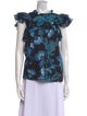 Banjanan Floral Print Mock Neck Blouse