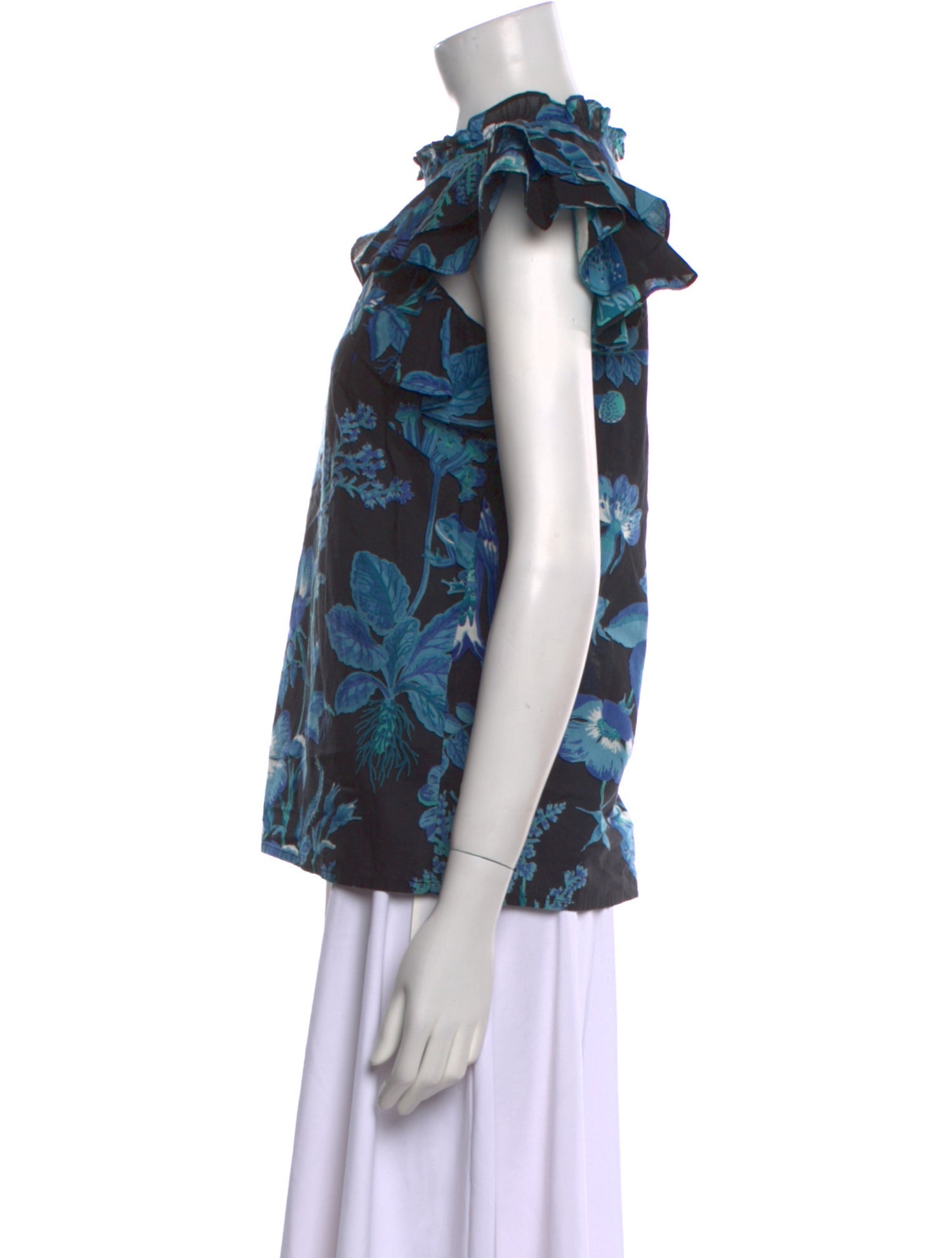 Banjanan Floral Print Mock Neck Blouse