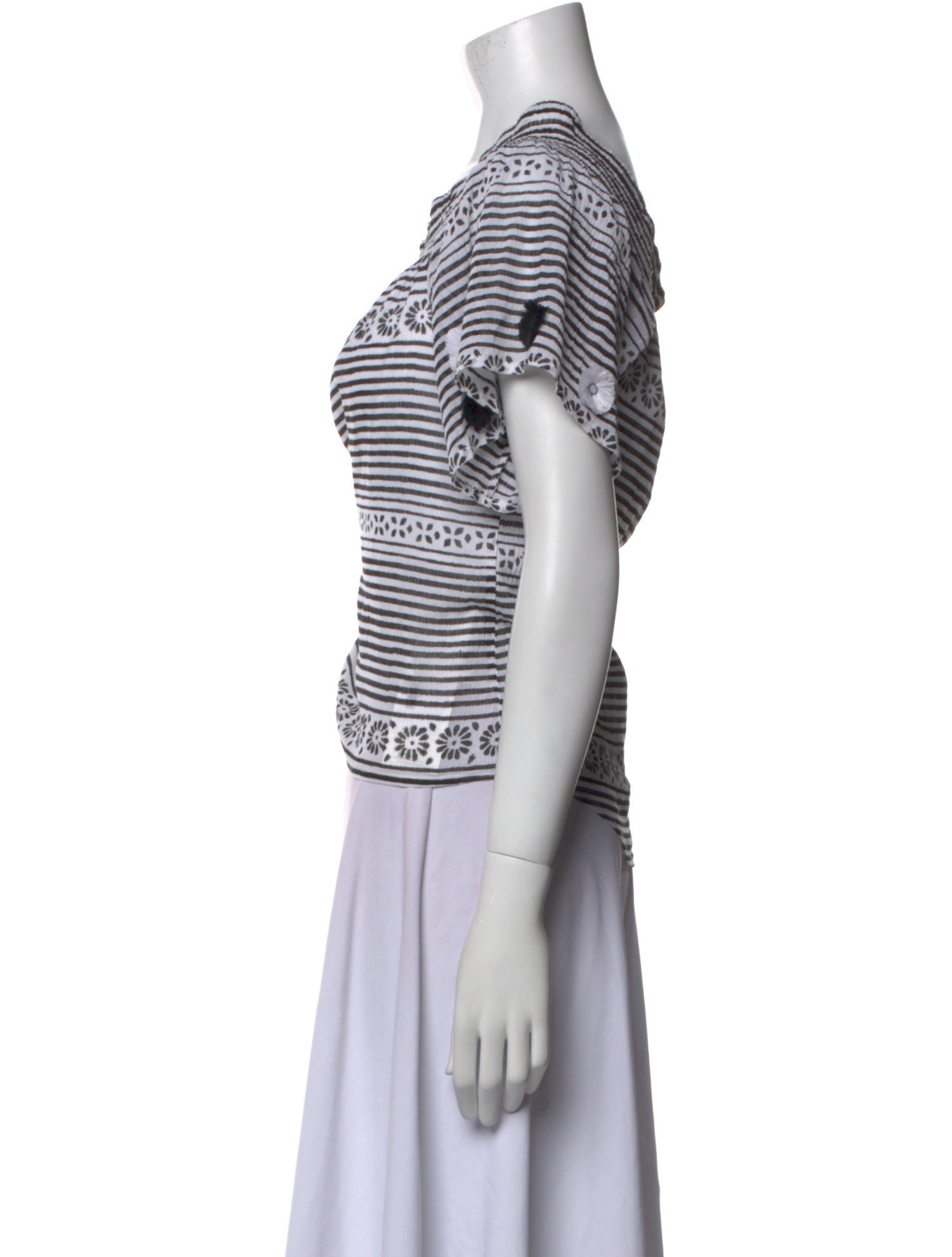 Banjanan Striped Square Neckline T-Shirt