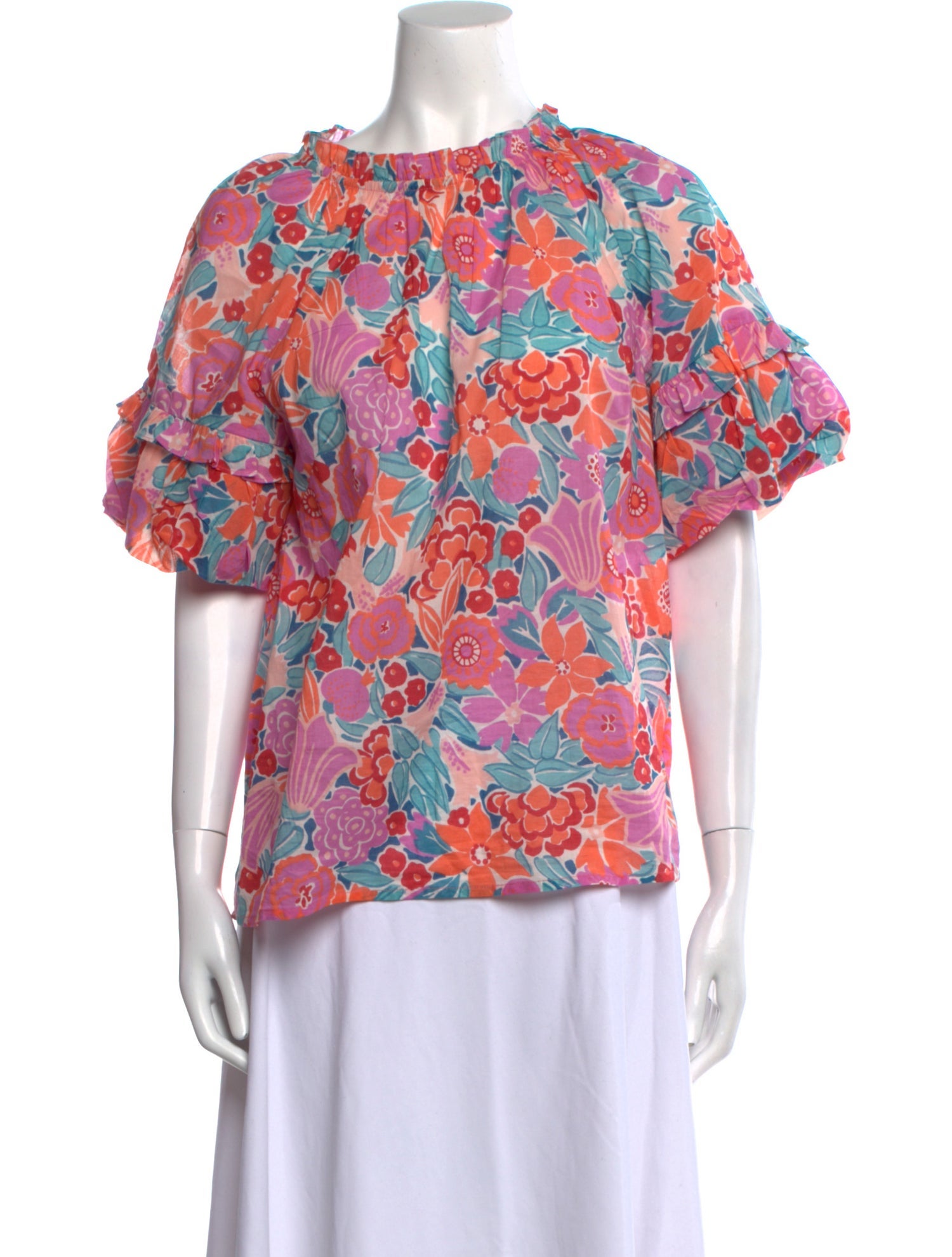 Banjanan Floral Print Crew Neck Blouse