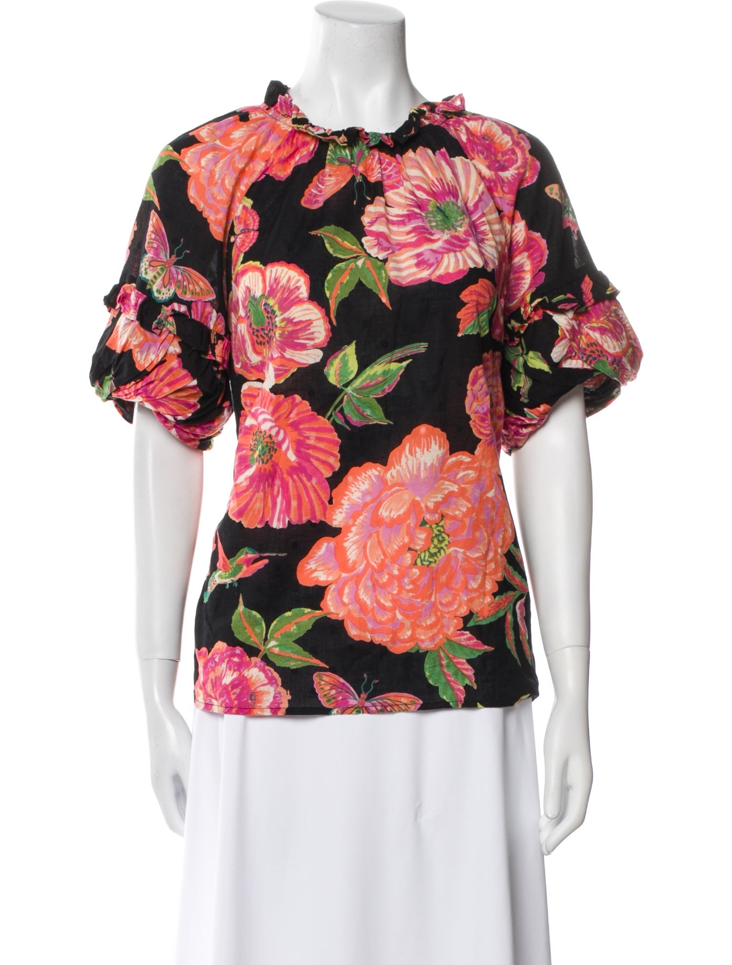 Banjanan Floral Print Crew Neck Blouse