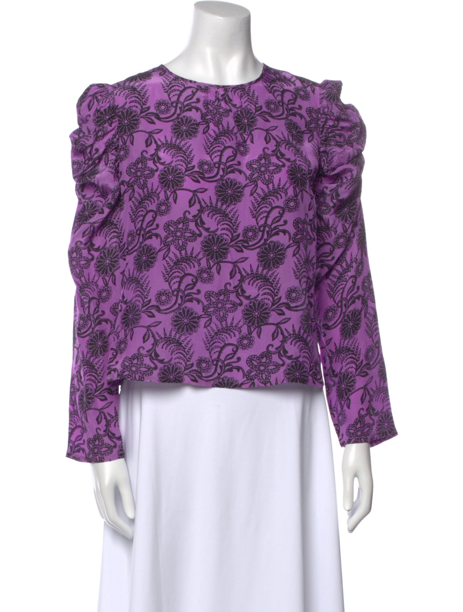 Banjanan Floral Print Bateau Neckline Blouse