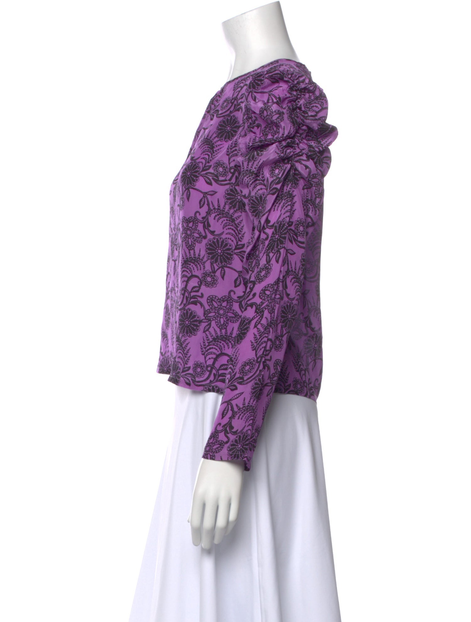 Banjanan Floral Print Bateau Neckline Blouse