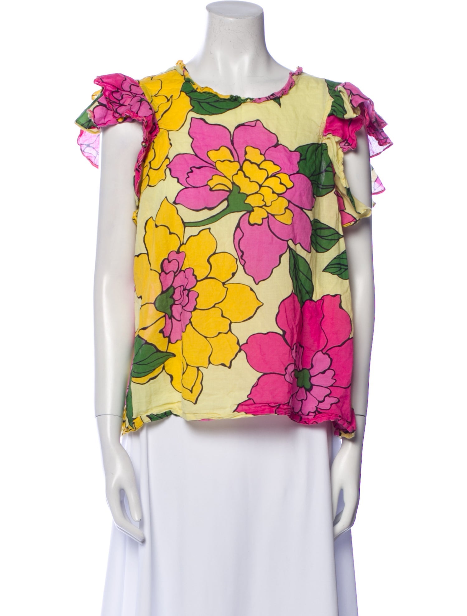 Banjanan Floral Print Scoop Neck Blouse