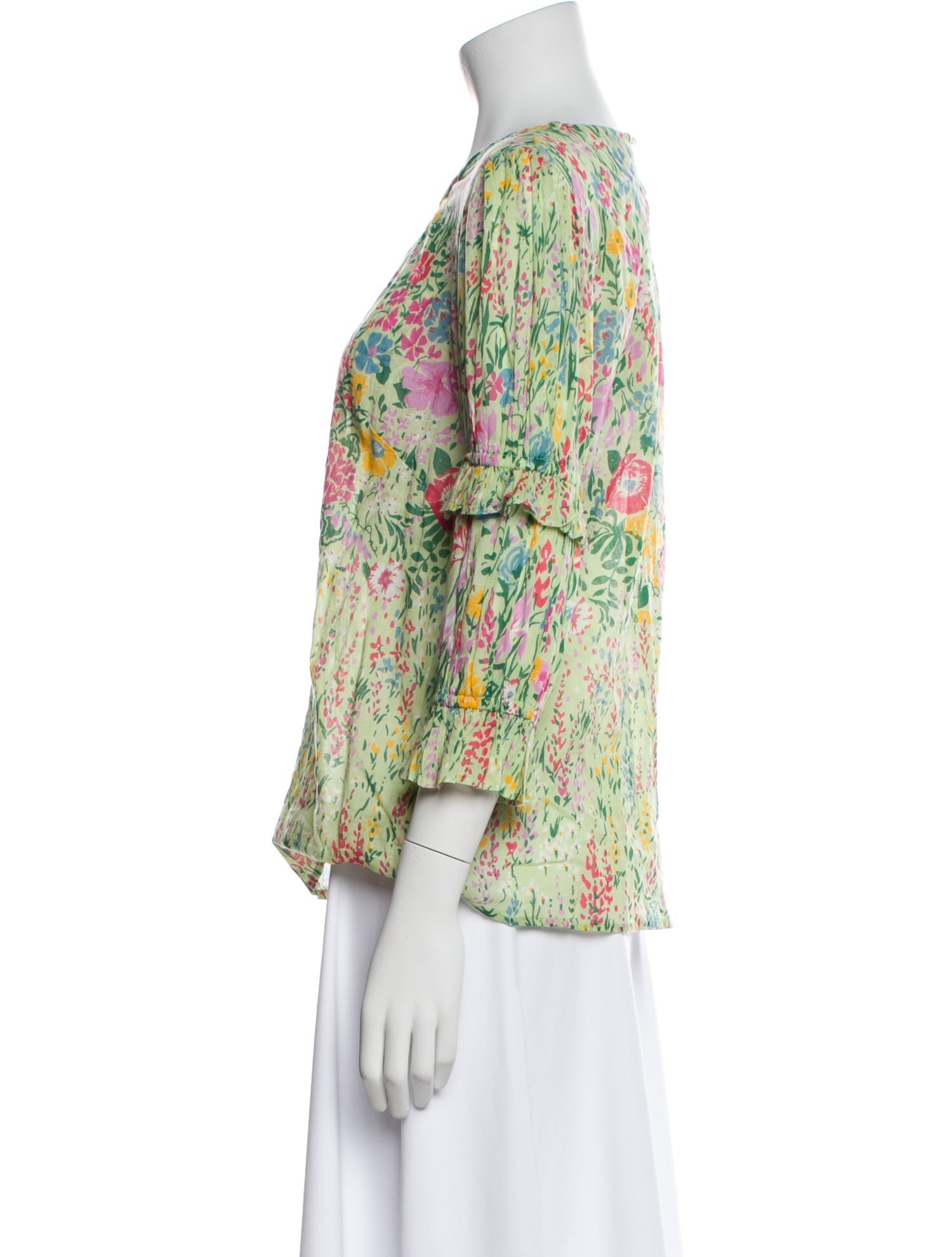 Banjanan Floral Print Bateau Neckline Blouse