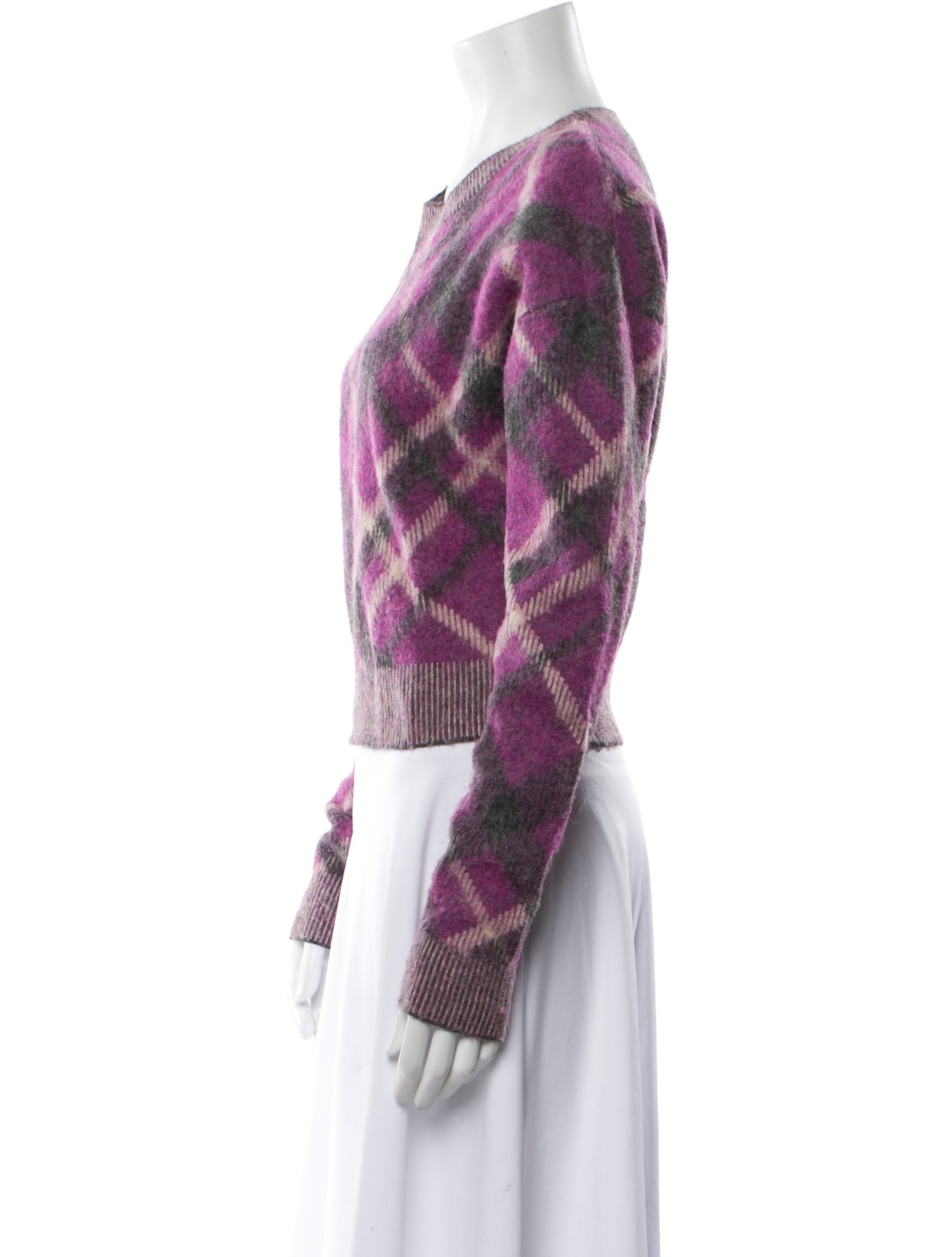 Banjanan Plaid Print Scoop Neck Sweater
