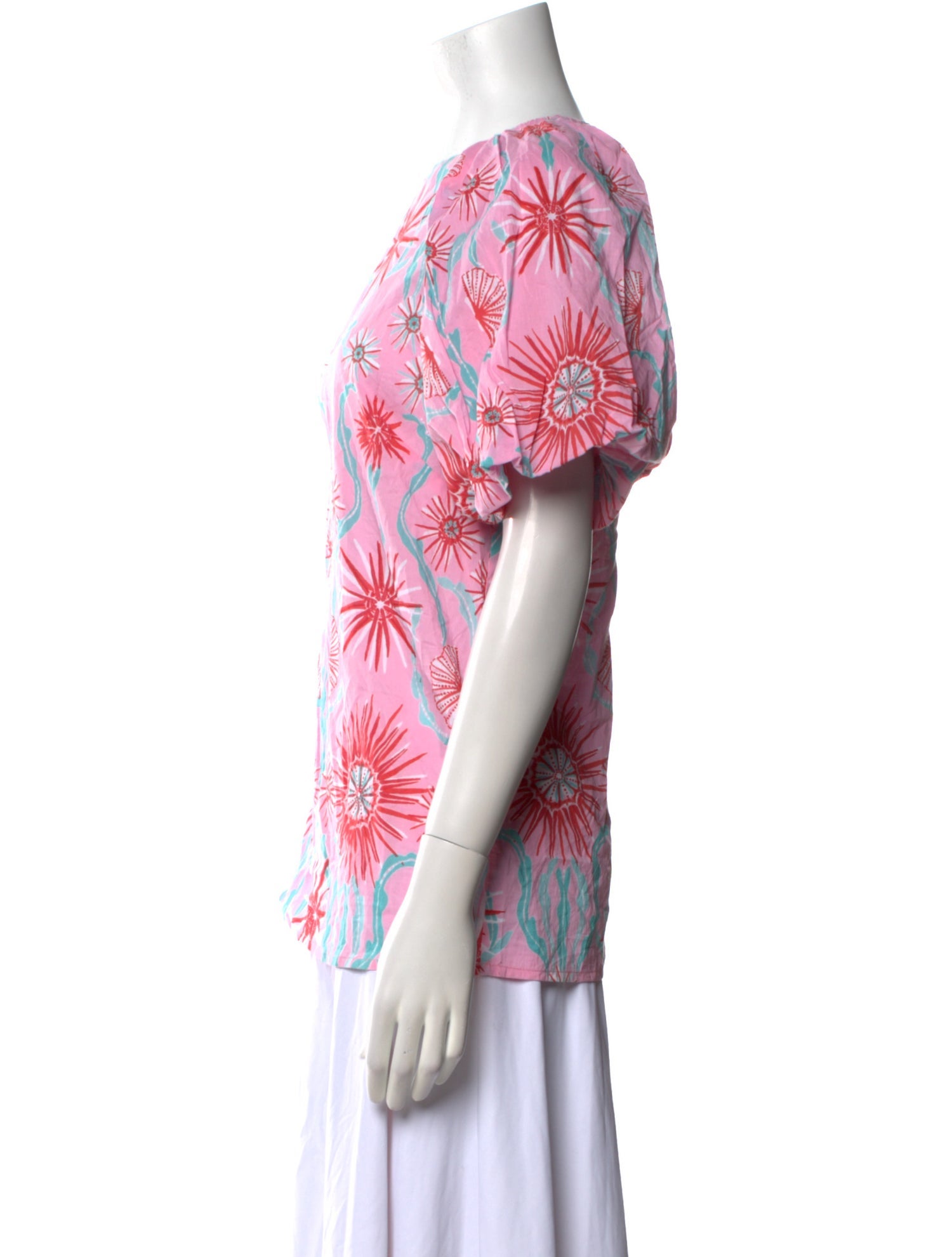 Banjanan Floral Print Bateau Neckline Blouse