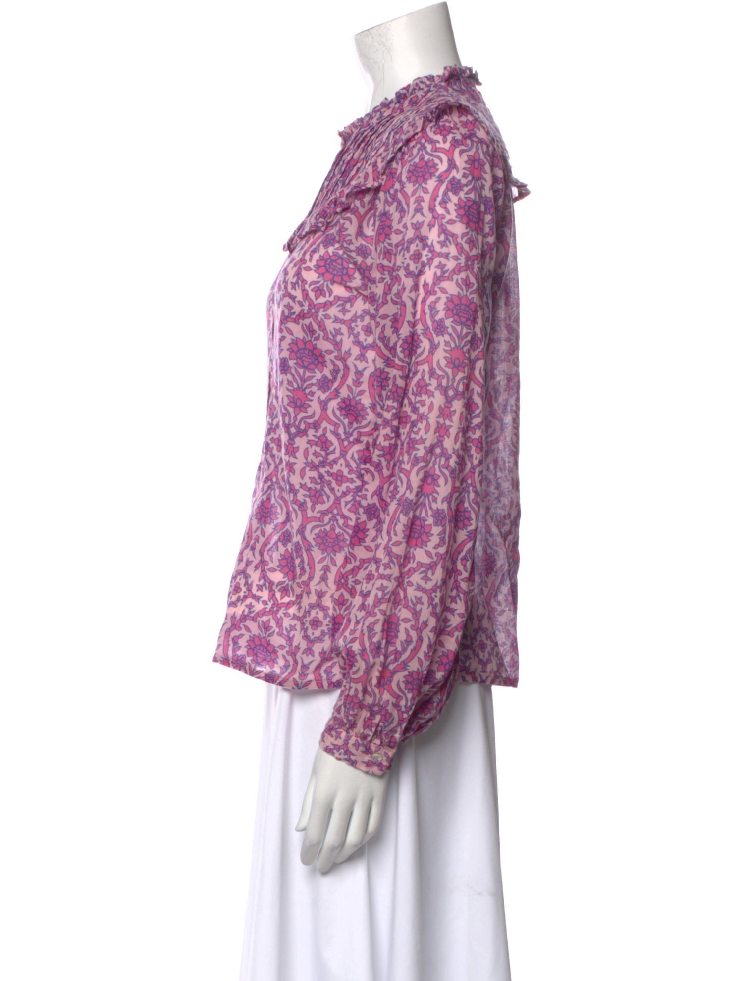 Banjanan Floral Print Mock Neck Blouse