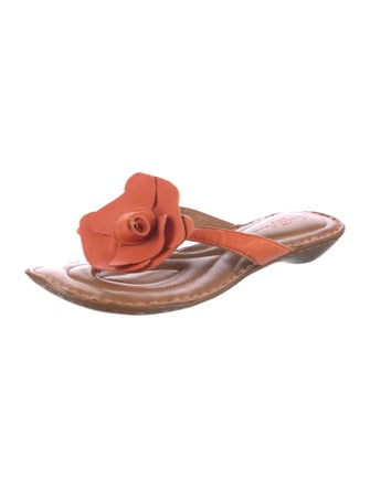 Born Leather Ruffle Embellishment Slides