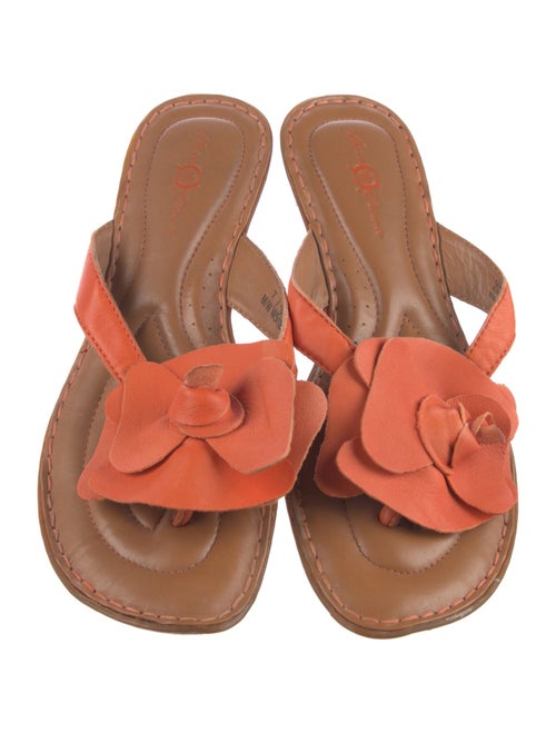 Born Leather Ruffle Embellishment Slides