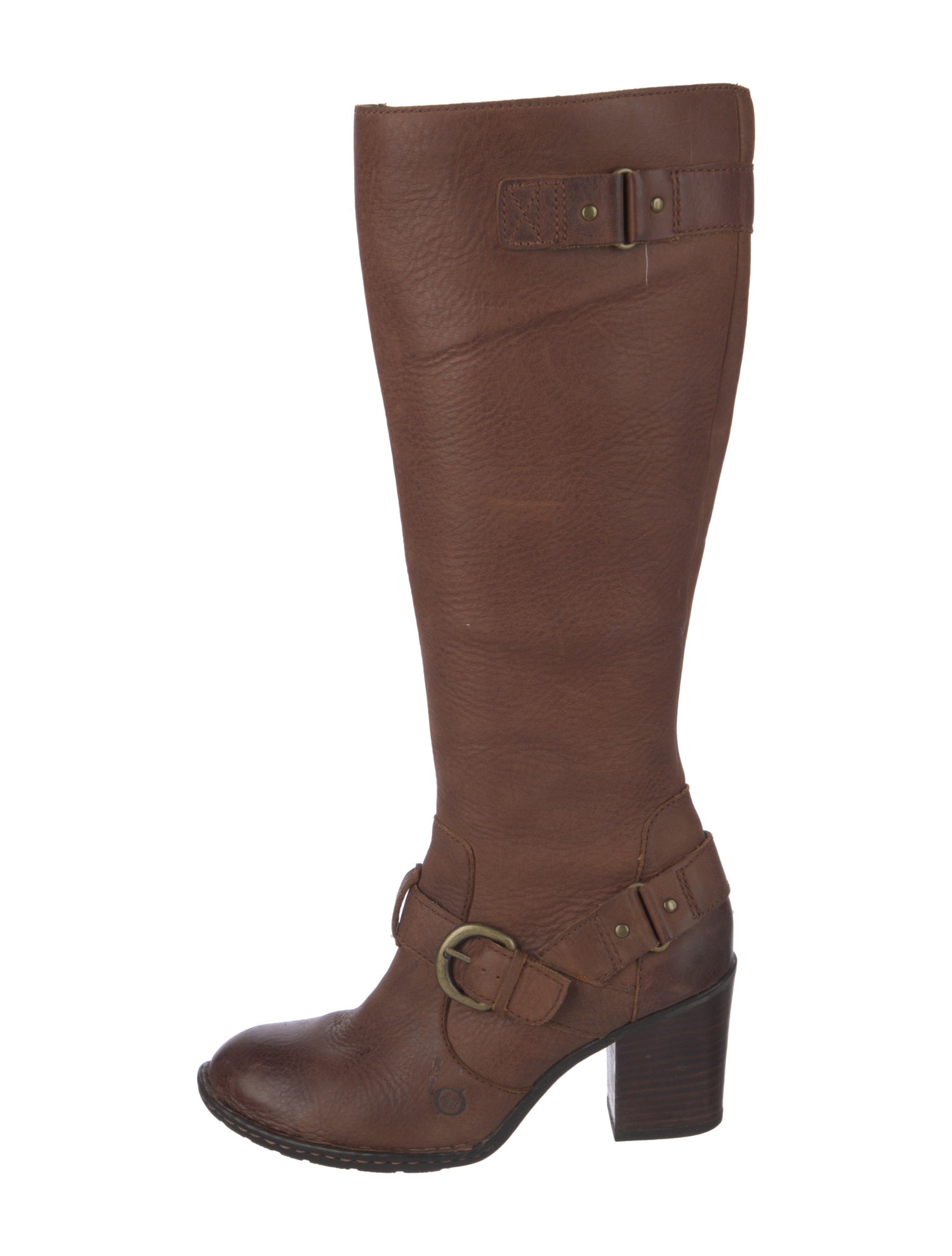 Born Leather Colorblock Pattern Riding Boots