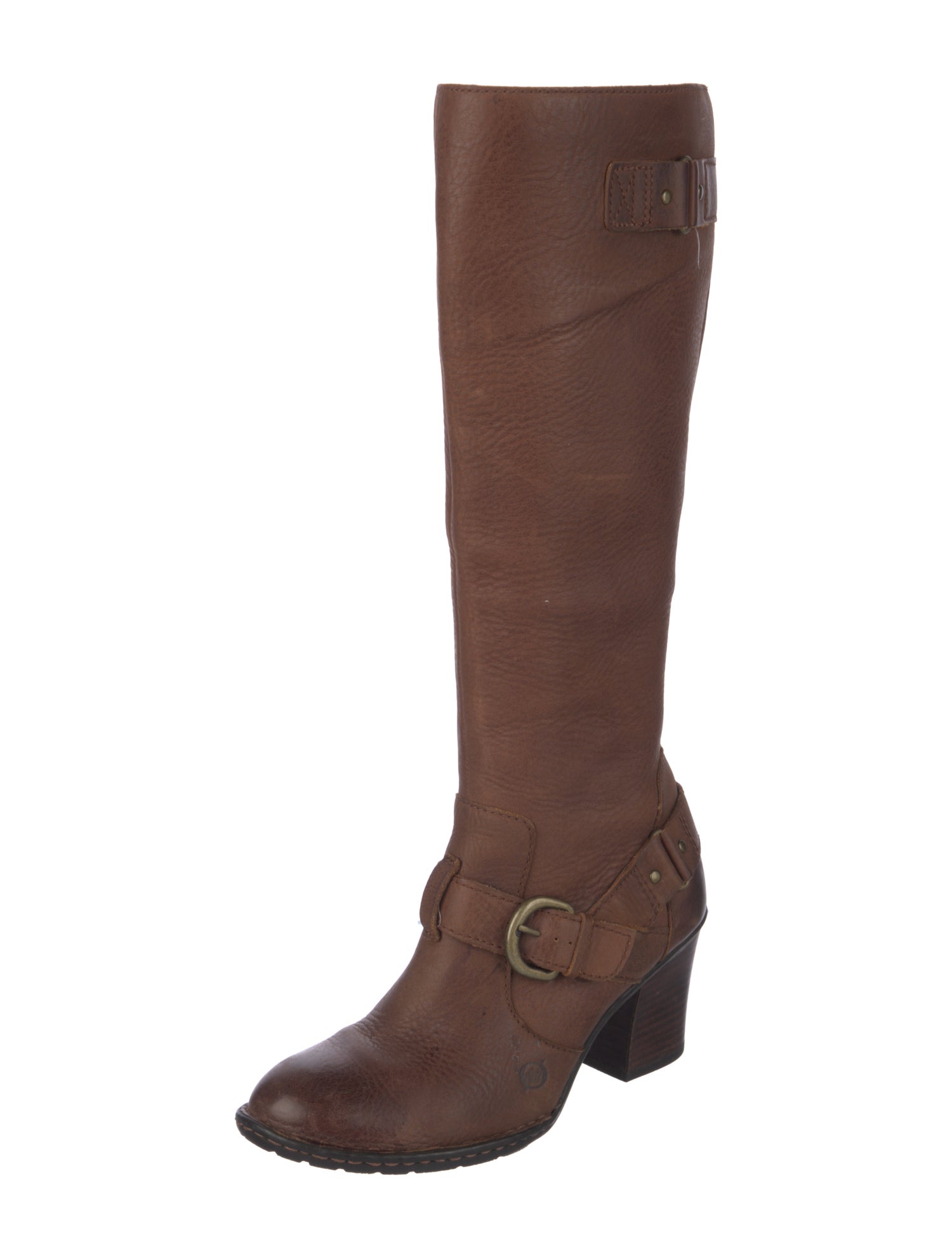 Born Leather Colorblock Pattern Riding Boots