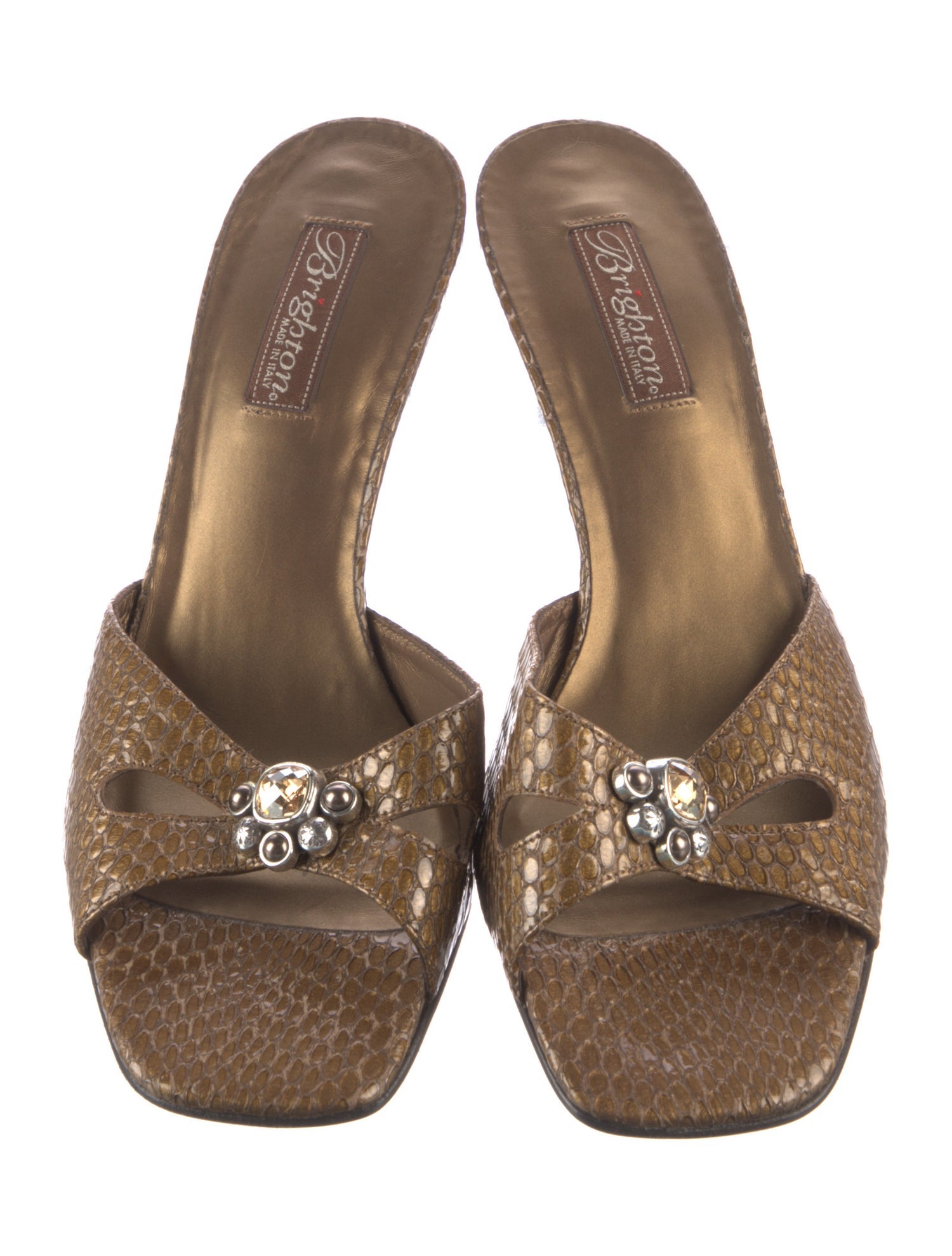 Brighton Leather Animal Print Slides