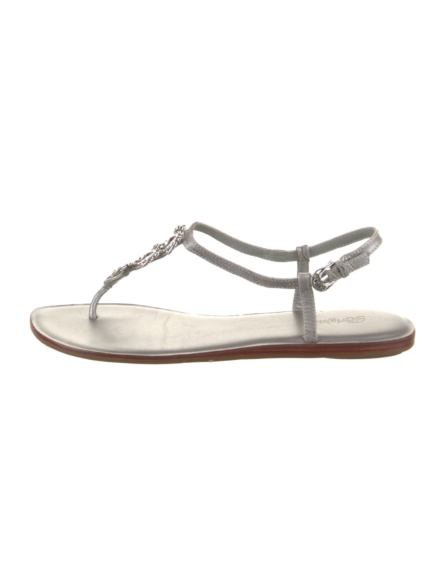 Brighton Leather Crystal Embellishments T-Strap Sandals