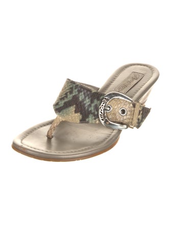 Brighton Embossed Leather Animal Print Slides