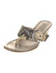 Brighton Embossed Leather Animal Print Slides