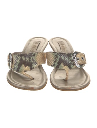 Brighton Embossed Leather Animal Print Slides