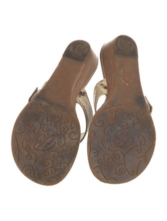 Brighton Embossed Leather Animal Print Slides