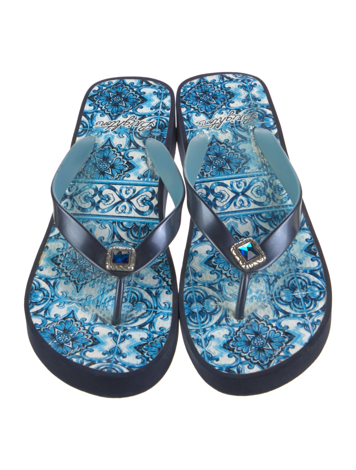 Brighton Rubber Crystal Embellishments Flip Flops