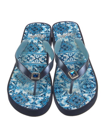 Brighton Rubber Crystal Embellishments Flip Flops