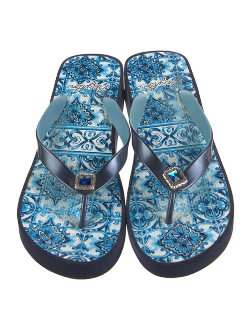 Brighton Rubber Crystal Embellishments Flip Flops