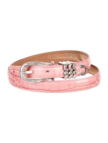 Brighton Belts Skinny Embossed Leather Belt M