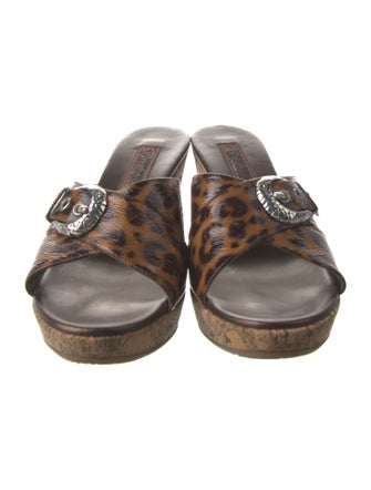 Brighton Patent Leather Animal Print Slides