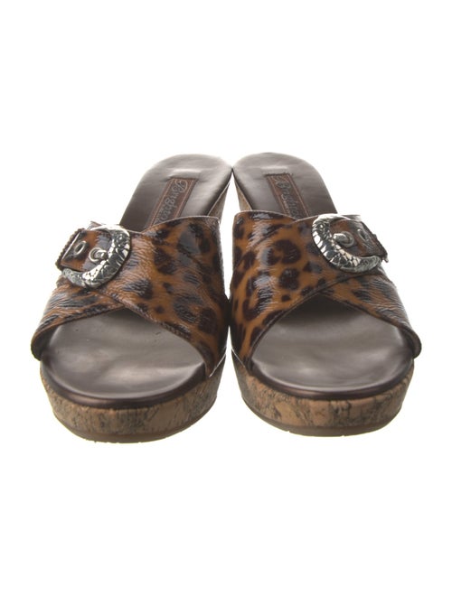 Brighton Patent Leather Animal Print Slides