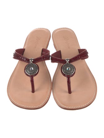 Brighton Leather Crystal Embellishments Slides