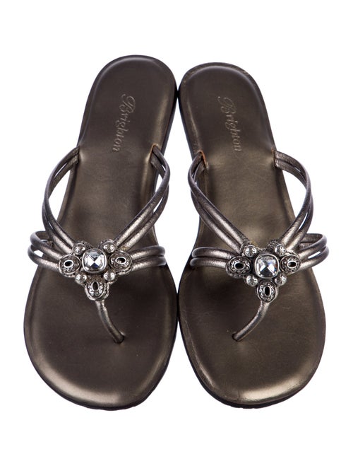 Brighton Leather Crystal Embellishments Slides