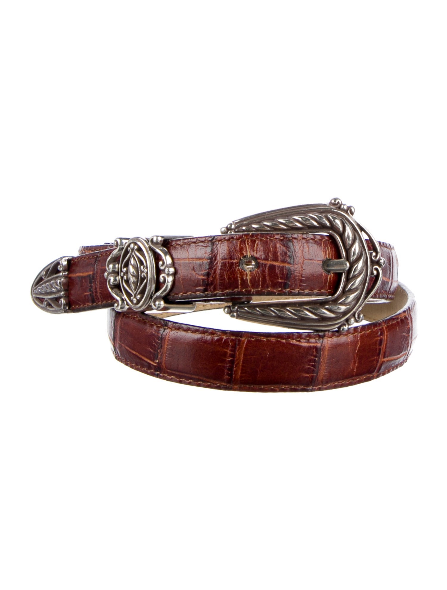 Brighton Skinny Embossed Leather Belt