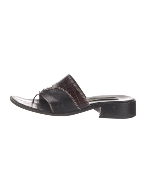 Brighton Leather Colorblock Pattern Slides